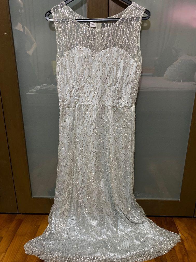 silver glitter gown
