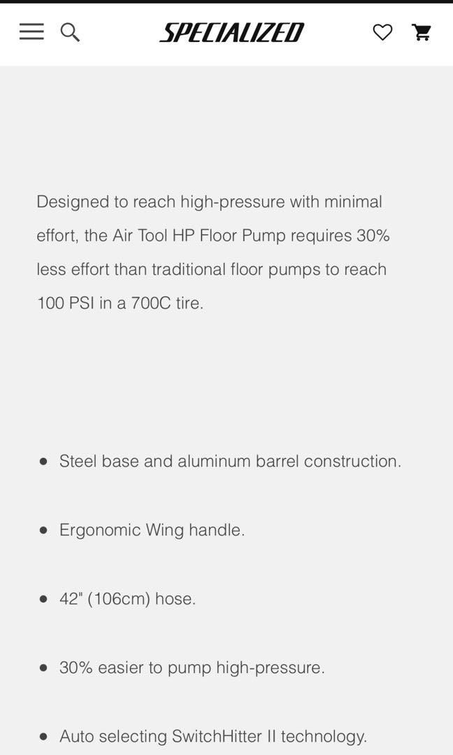 specialized air tool high pressure floor pump