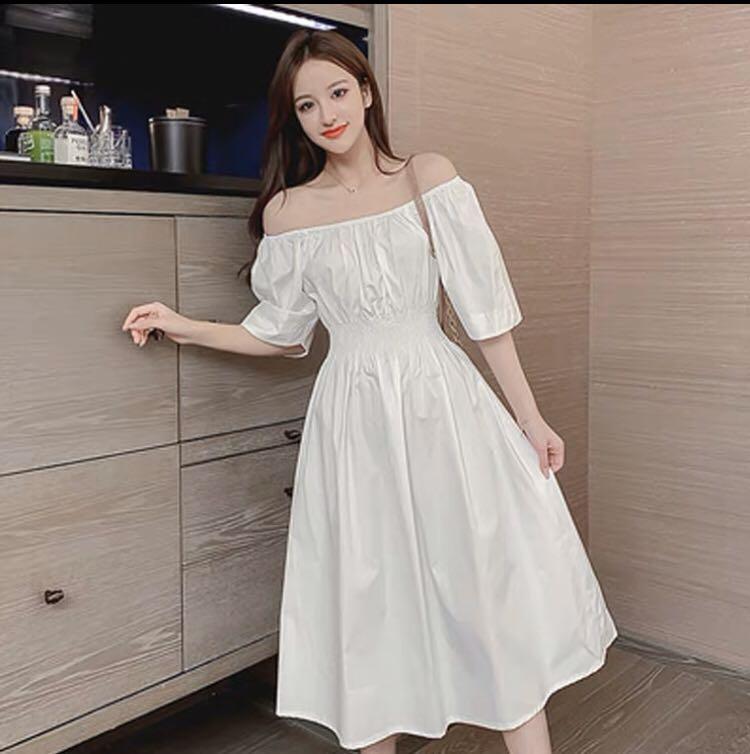 White Off Shoulder korean styled Dress Women s Fashion Dresses
