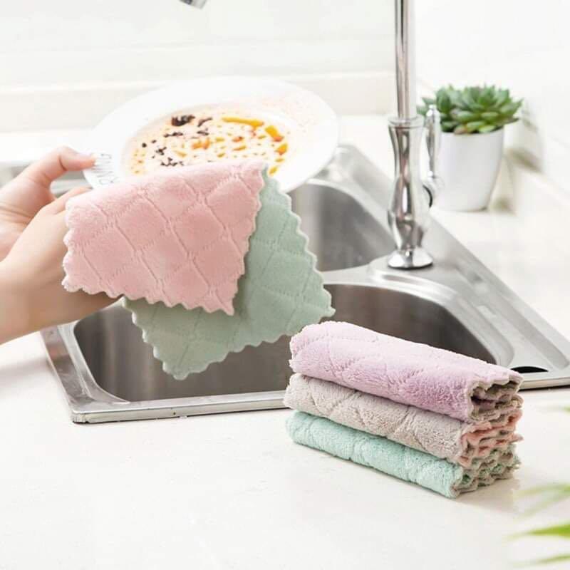 Coral Fleece Dish Towel,Super Absorbent Cleaning Cloths,Nonstick Oil Rags  for Kitchen,1Pcs 