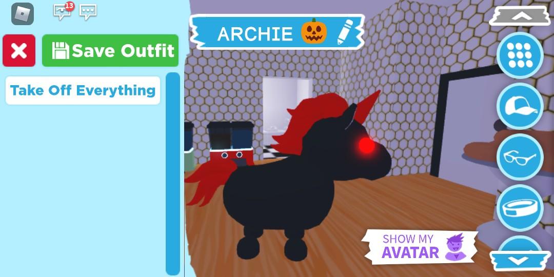 Adopt me fly ride evil unicorn, Hobbies & Toys, Toys & Games ...
