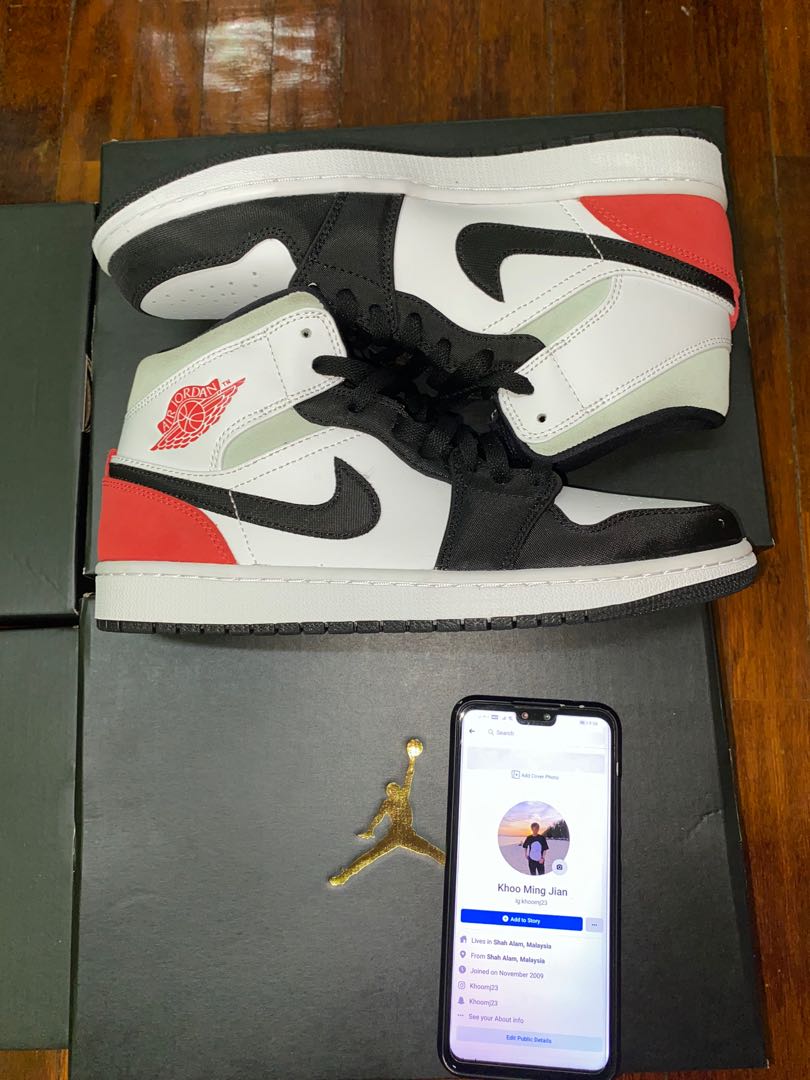 Air Jordan 1 mid track red, Men's Fashion, Footwear, Sneakers on Carousell