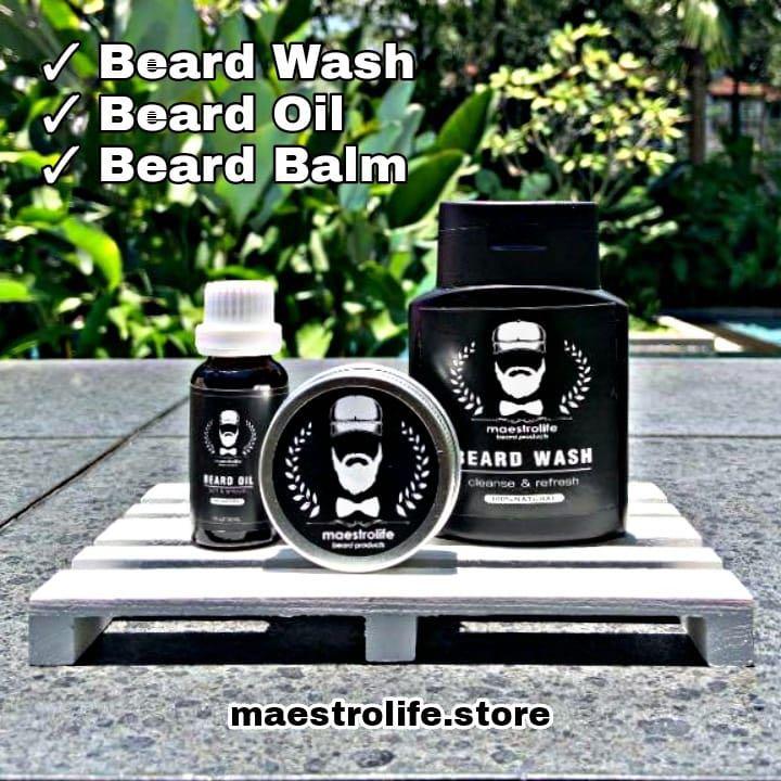 Beard Care Starter Kit with Oil, Balm and Wash Combo for beard styling