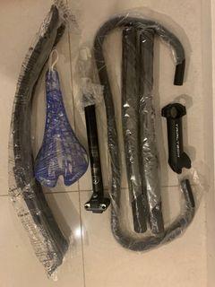 Bicycle parts: bars, seat, seat post, stems, fenders, crank
