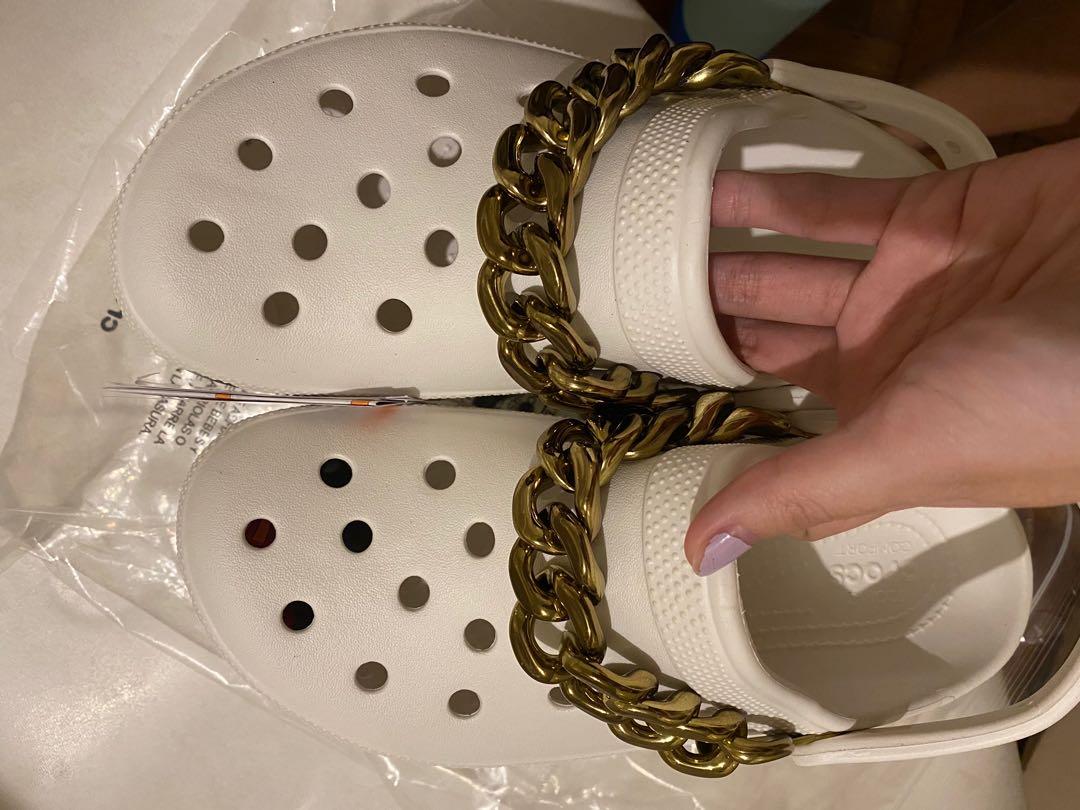 gold chain crocs