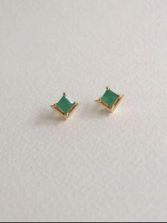 Curious Creatures Jeri 2Way Earrings - Green Onyx (Gold)