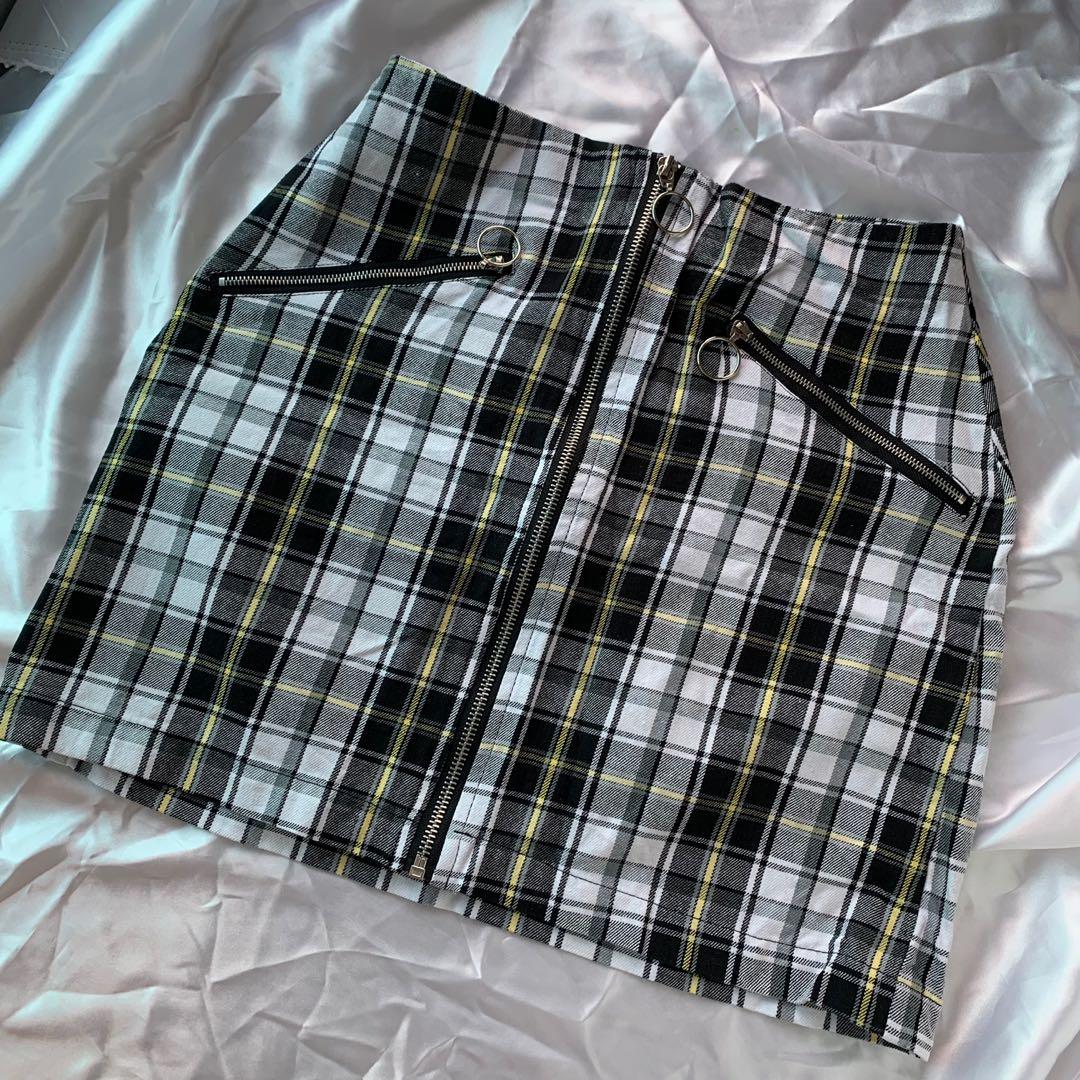 Yellow plaid skirt factorie discount