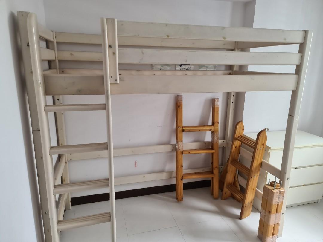 Flexa High Bed With Straight Ladder, Flexa Bunk Bed Ladder