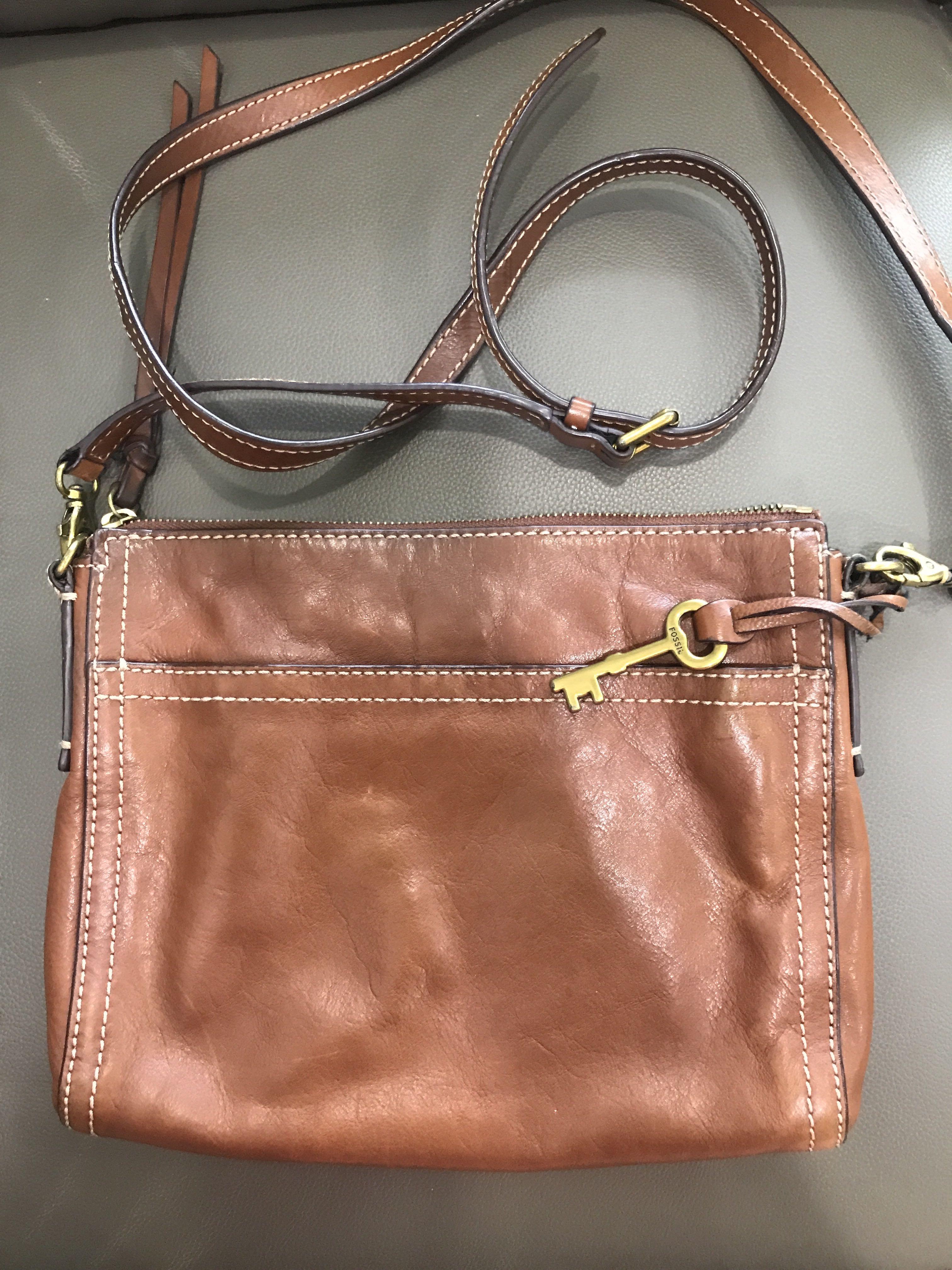 Fossil leather sling bag hot sale