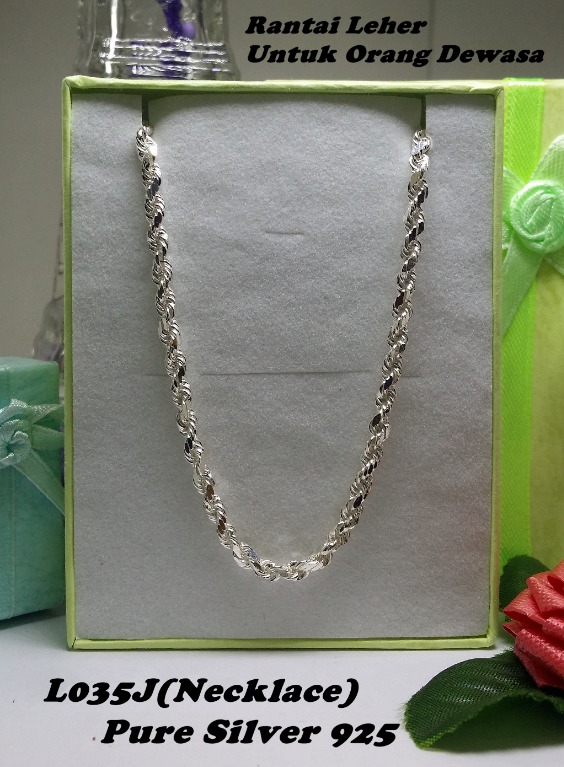 Genuine SILVER 925 Necklace Rantai Leher Untuk Orang Dewasa