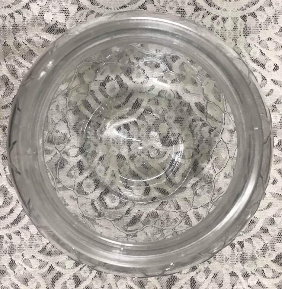 Glass Container / Cookie Jar (Category: Storage Boxes & Baskets) located in Paranaque City. Submitted by vintagesoulmanila (Listing ID 1048980670, Image 2). Description: Measurements: *Diameter - 4 inches *Height - 5 inches (without lid) *Height - 7 inches (including tip of the lid).