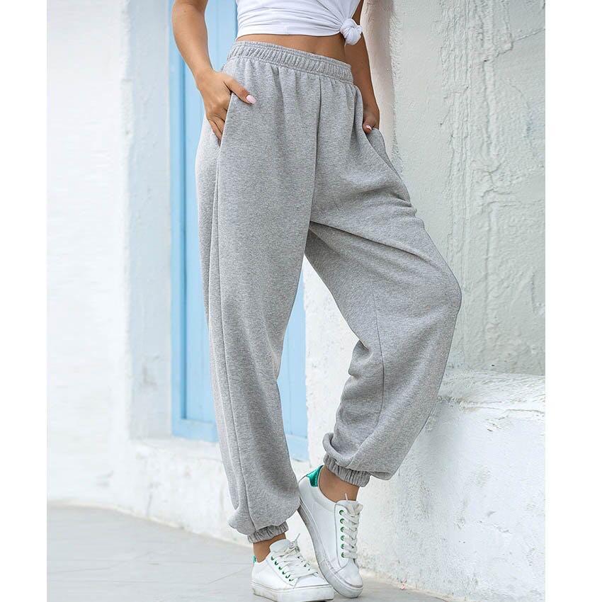 Grey High Waisted Baggy Pants Joggers Women s Fashion Bottoms Other Bottoms on Carousell