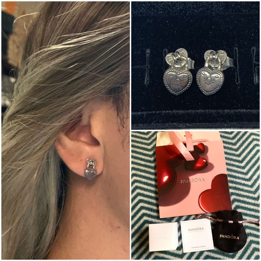 Heart Shaped Padlock Earrings, Women's 