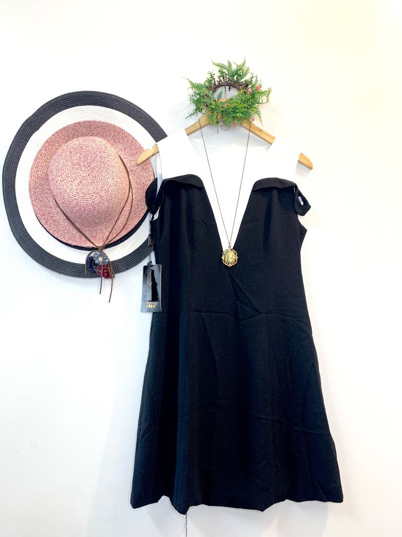 Korean black and white formal elegant cold shoulder dress, Women's ...