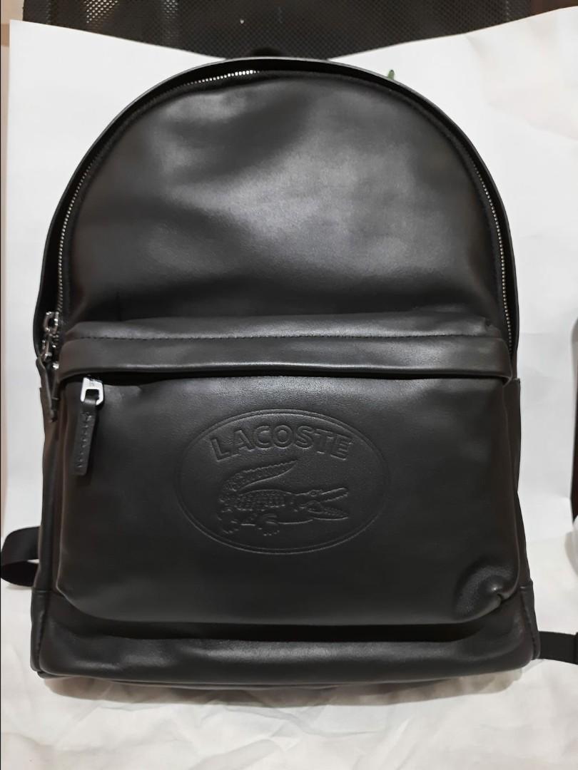 Lacoste Leather Black Backpack, Men's 