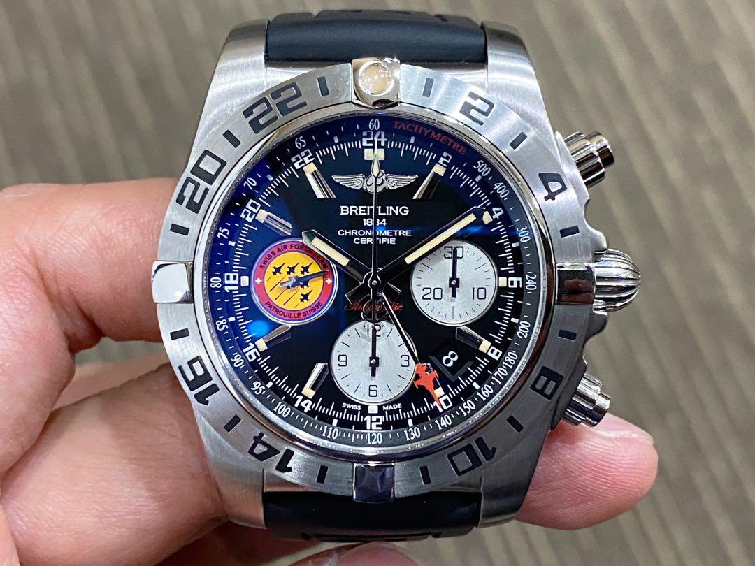 Like New Complete Feb 2020 Breitling Chronomat GMT 44 Patrouille