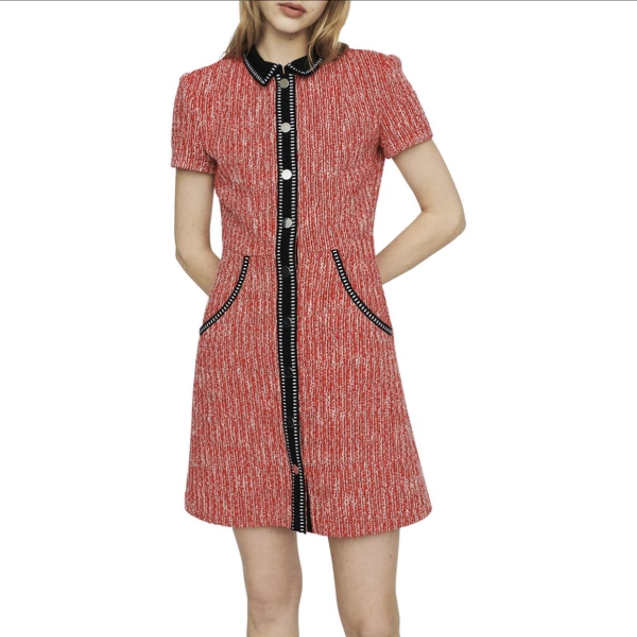 Maje renati red tweed dress, 女裝, 女裝 