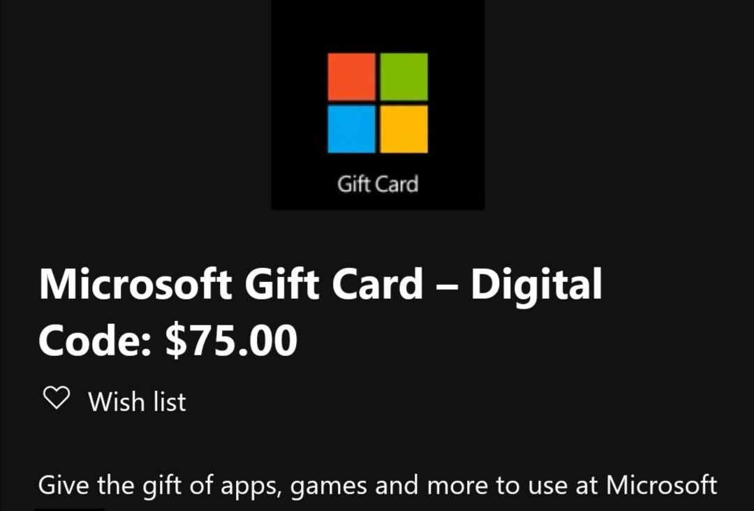 microsoft gift card digital code