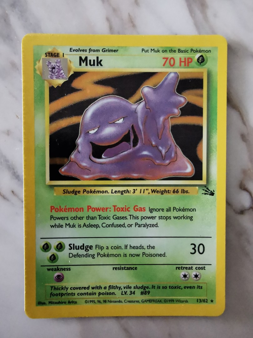 Muk Base Set - Fossil Unlimited 1999 Pokemon Card 13/62