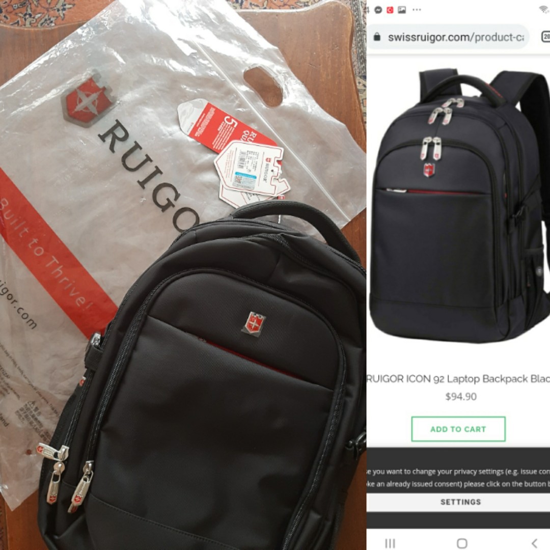 Original Swiss Ruigor laptop bag backpack Men s Fashion Bags