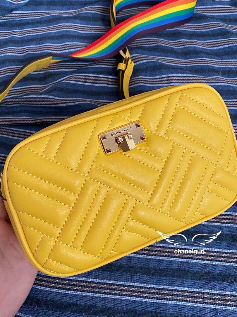 Real Shot Michael Kors Peyton Camera Bag Yellow Rainbow strap Women s Fashion Bags Wallets Purses Pouches on Carousell