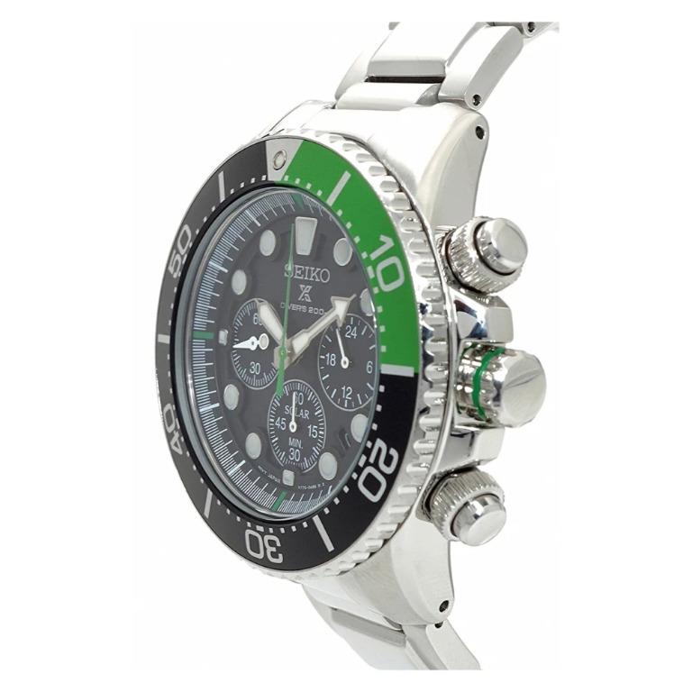 Seiko Prospex Sea Solar Chronograph 200M Automatic Diver s SSC615P1 Men s Watch Black Dial Stainless Steel Strap SSC615P SSC615 Analog Solar Movement Black Bezel Stainless Steel Band Bracelet Sports W...