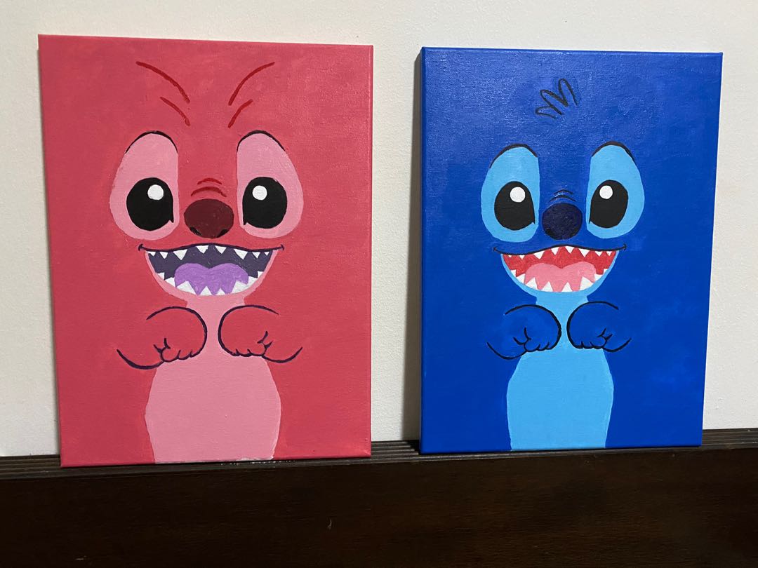 Paintings Stitch and Angel, Hobbies & Toys, Stationery & Craft, Art & Prints on Carousell