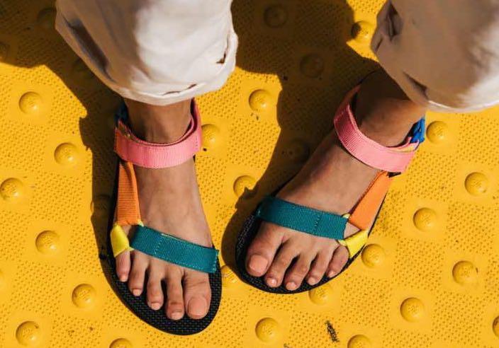 teva original universal sandals in 90s colour block