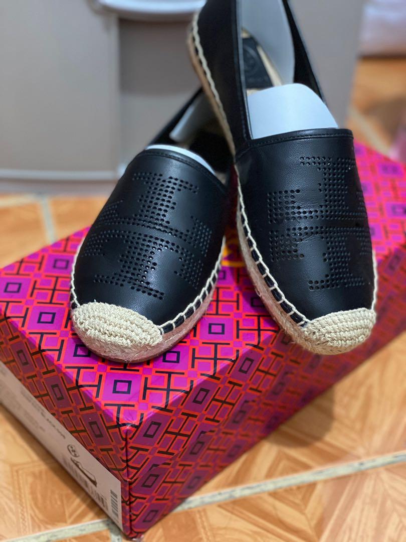 Tory Burch Espadrille Nappa Leather BLACK SIZE 6, Women's Fashion,  Footwear, Flats & Sandals on Carousell
