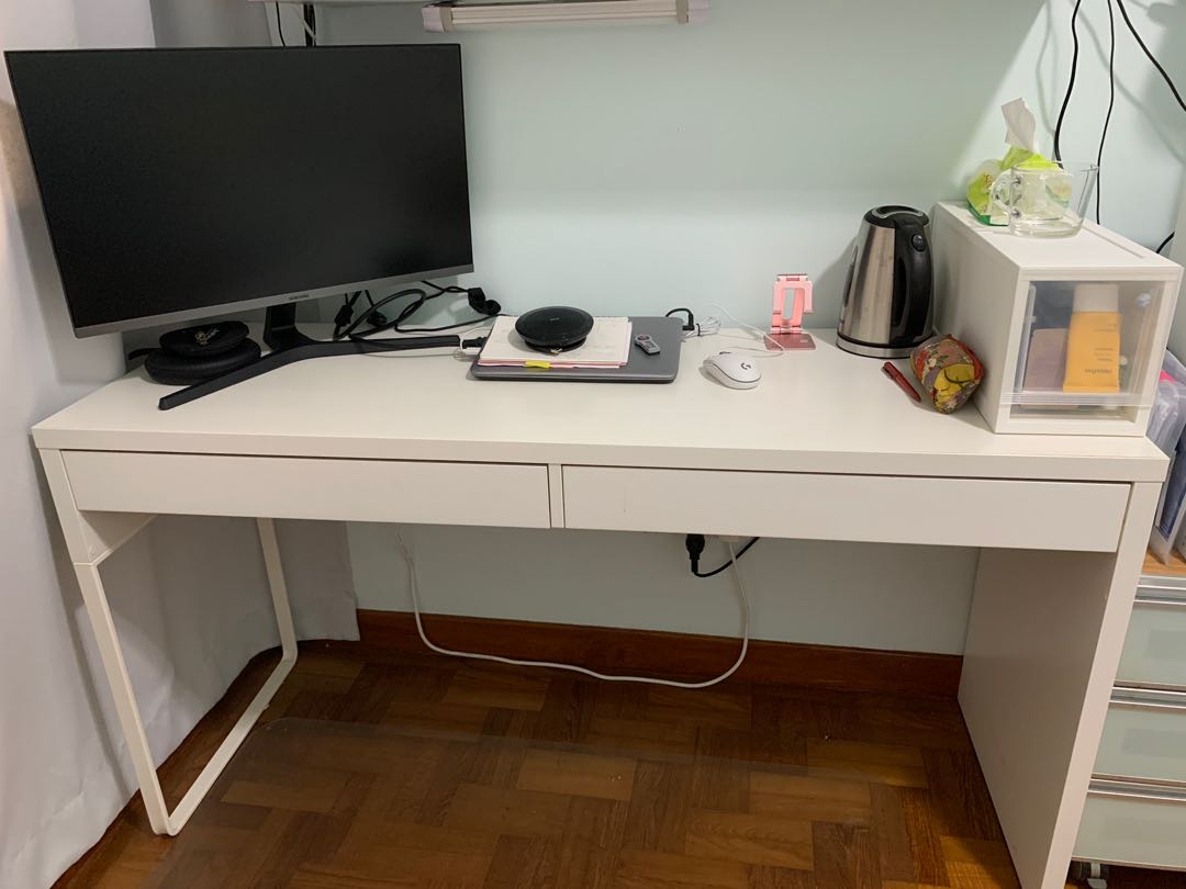 Working desk table with two drawers Ikea MICKE