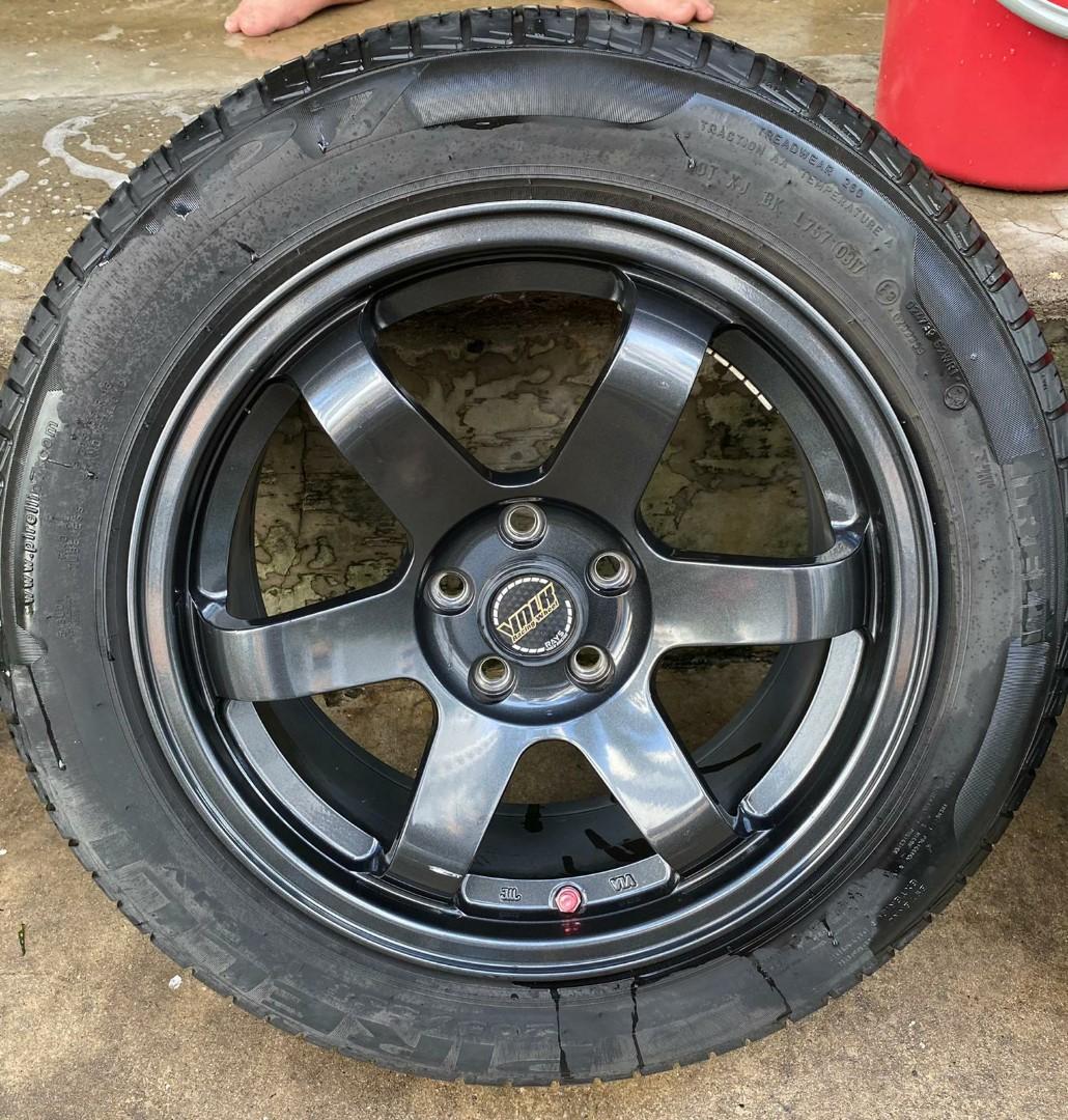 16 Rays Volk Racing Te37 16 Sports Rim Pcd 5x100 Fitted On Toyota Wish Car Accessories Tyres Rims On Carousell