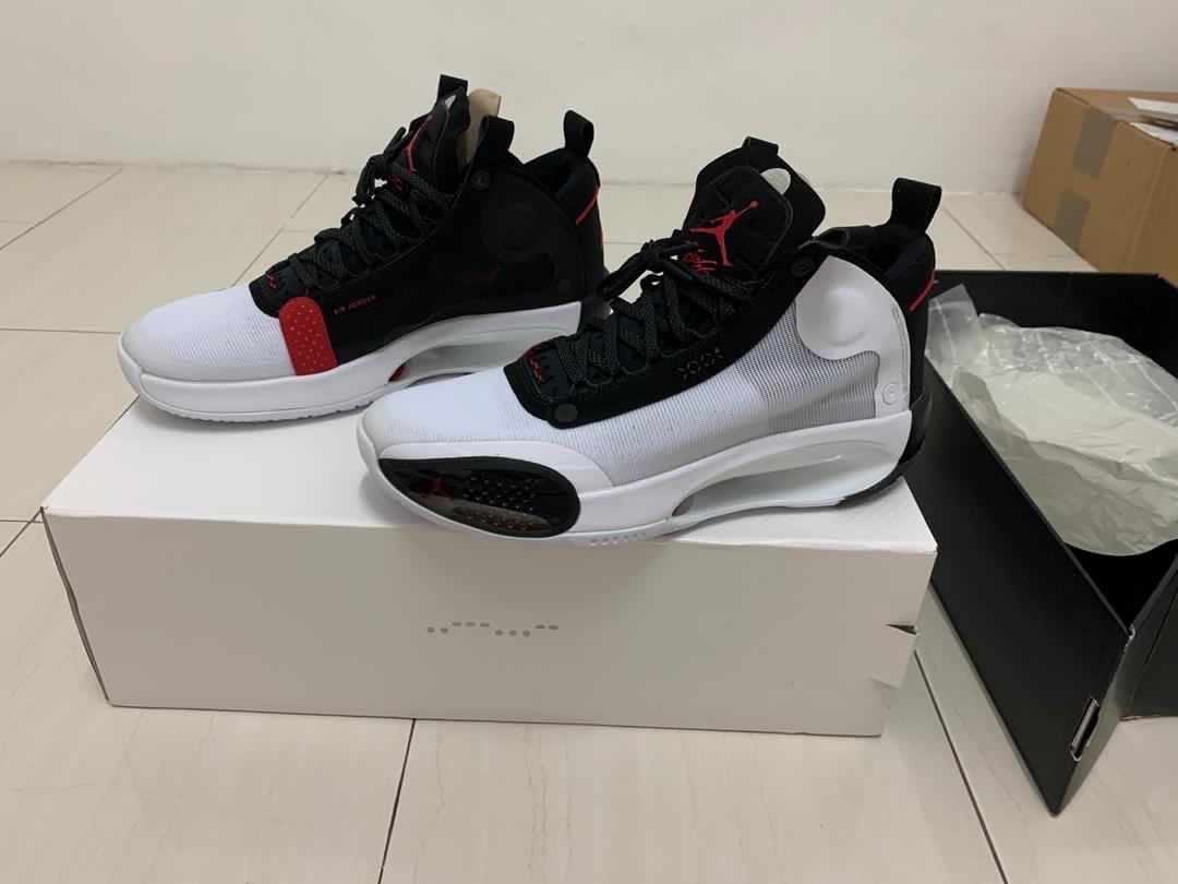 Air Jordan 34 PF 'Bred', Men's Fashion, Footwear, Sneakers on Carousell
