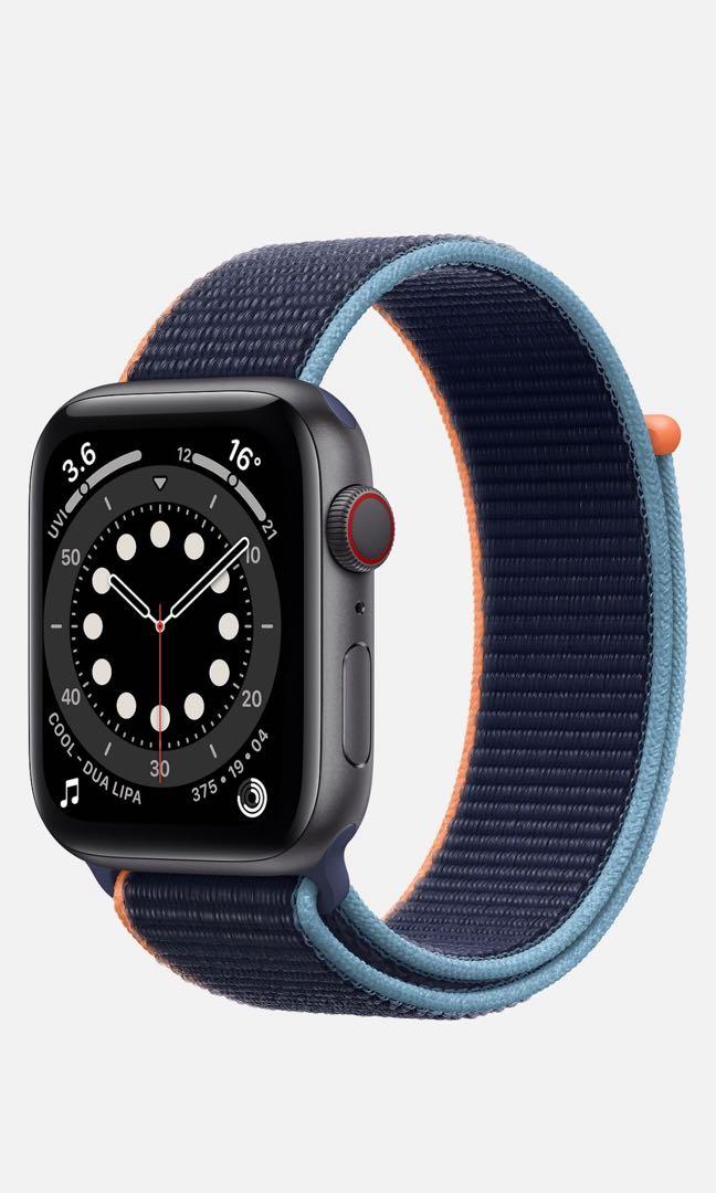 全新Apple Watch 6 灰空灰: 44mm eSIM 運動錶帶, 手提電話, 智能穿戴裝置及智能手錶- Carousell