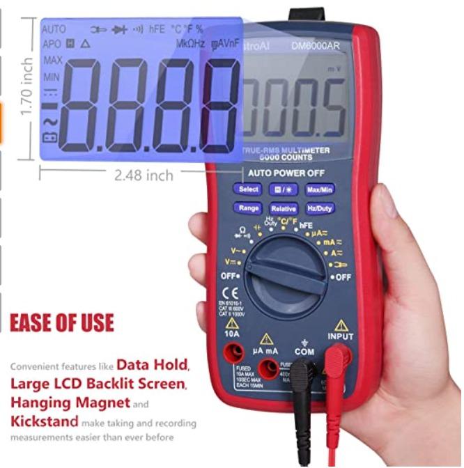 AstroAI Digital Multimeter, TRMS 6000 Counts Volt Meter Manual and Auto