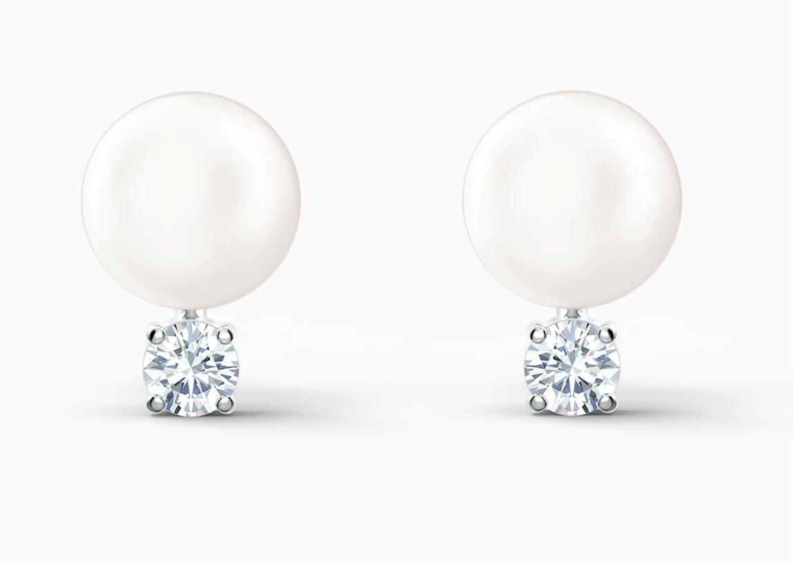 Authentic Swarovski Treasure Pearl Pierced Earrings White
