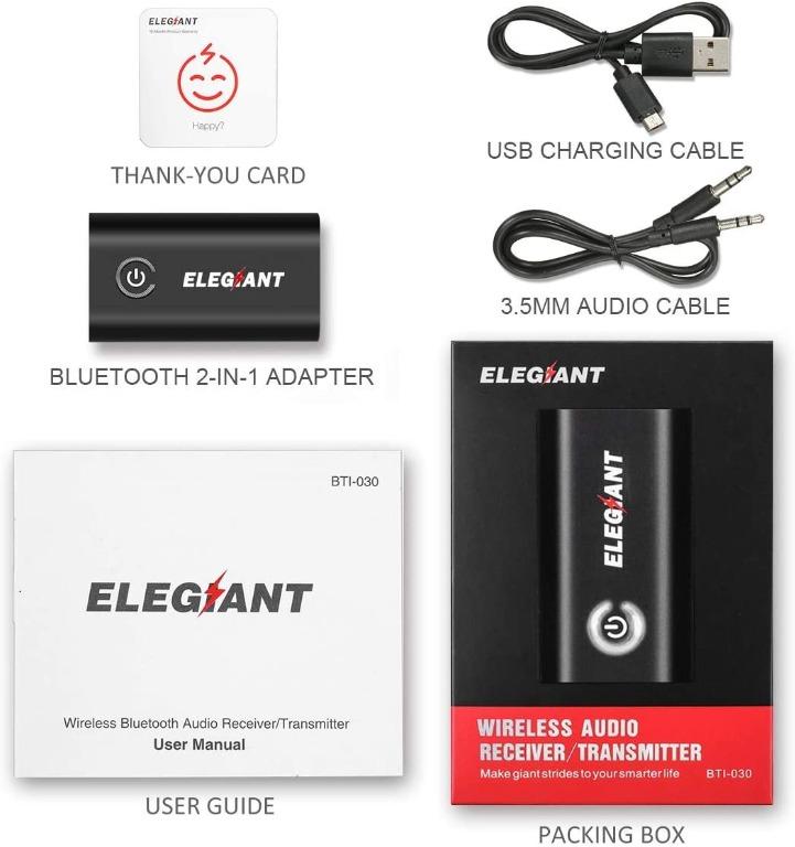 Bluetooth 5.0 Transmitter Receiver, ELEGIANT 2in1 Bluetooth Adapter