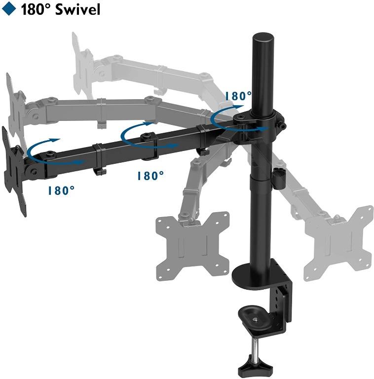 BONTEC Single Arm Desk Mount Ergonomic LCD LED Computer Monitor Bracket Stand Tilt Swivel