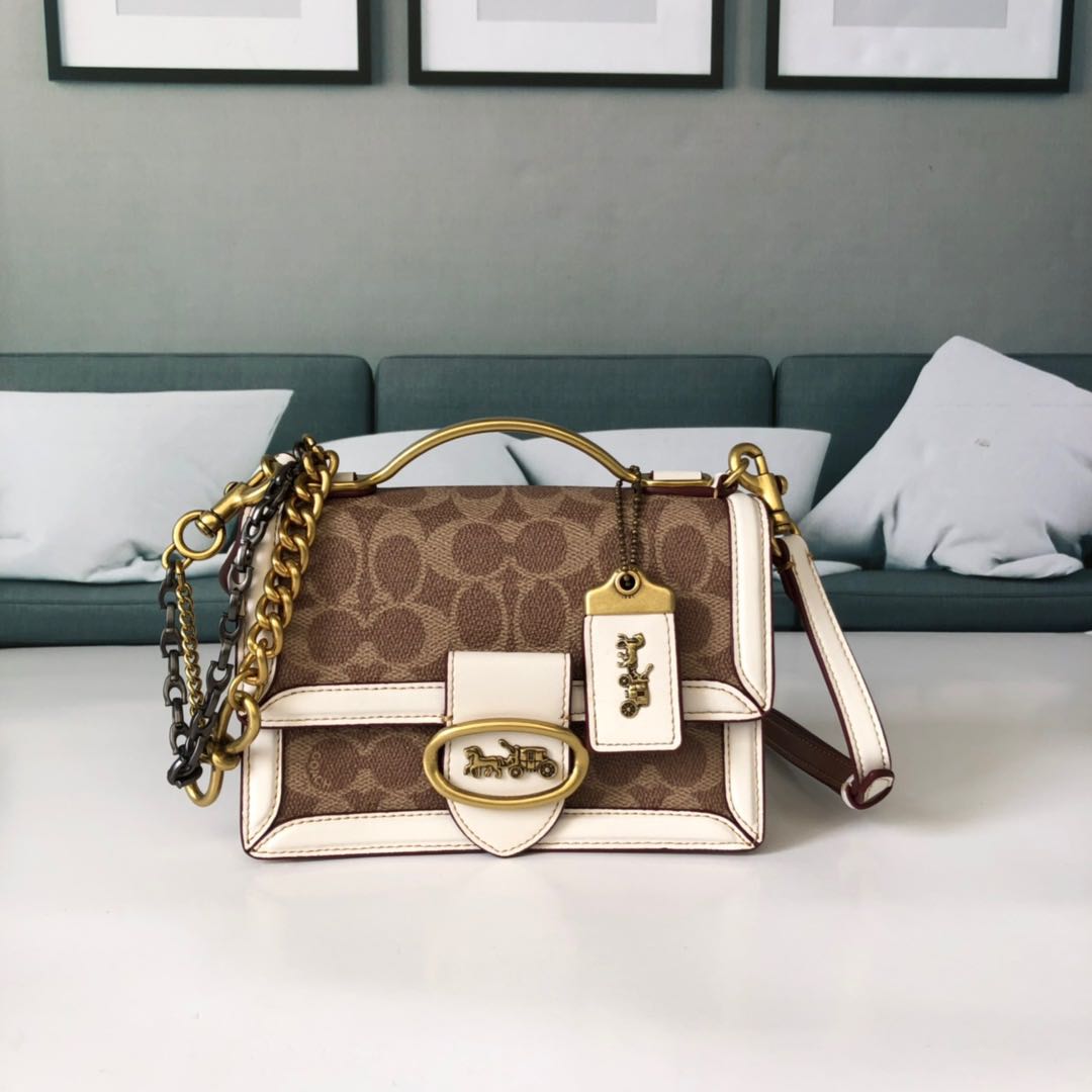 Coach Riley Top Handle Small Size White Signature Canvas