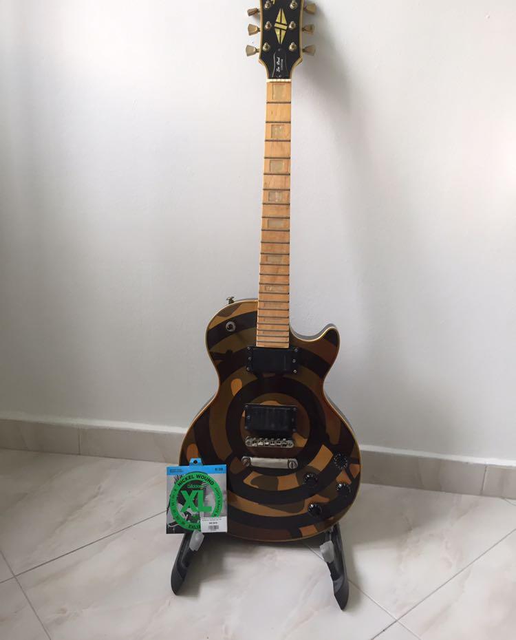 Zakk Wylde Electric Guitar
 - Guitar Custom Zakk Wylde Camo Inspired Print Electric Guitar Les Paul Shaped Body Music Media Music Instruments On Carousell