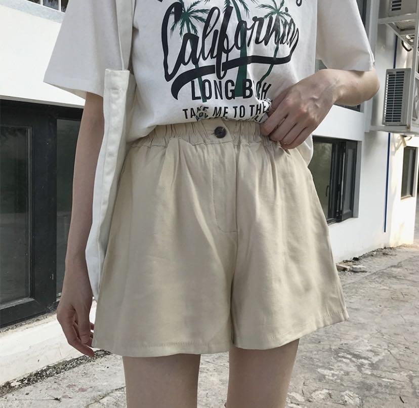 High waisted khaki shorts Sale