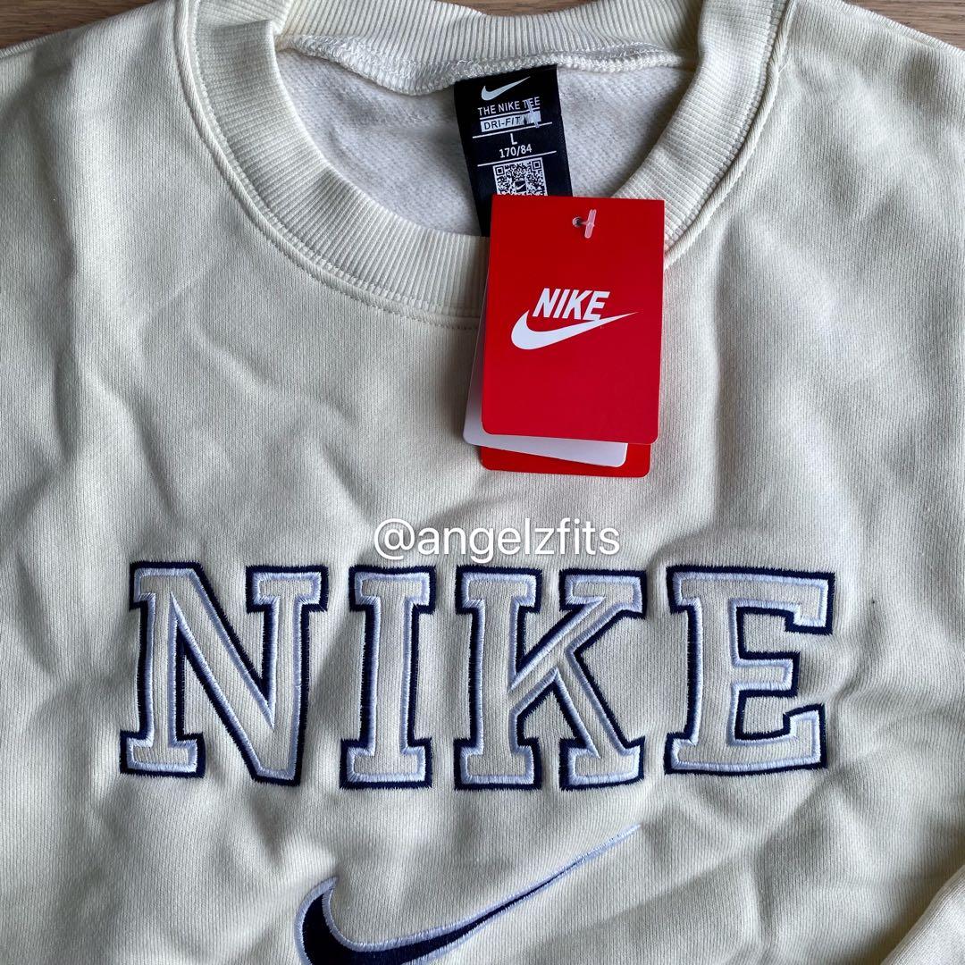 nike spell out sweatshirt beige