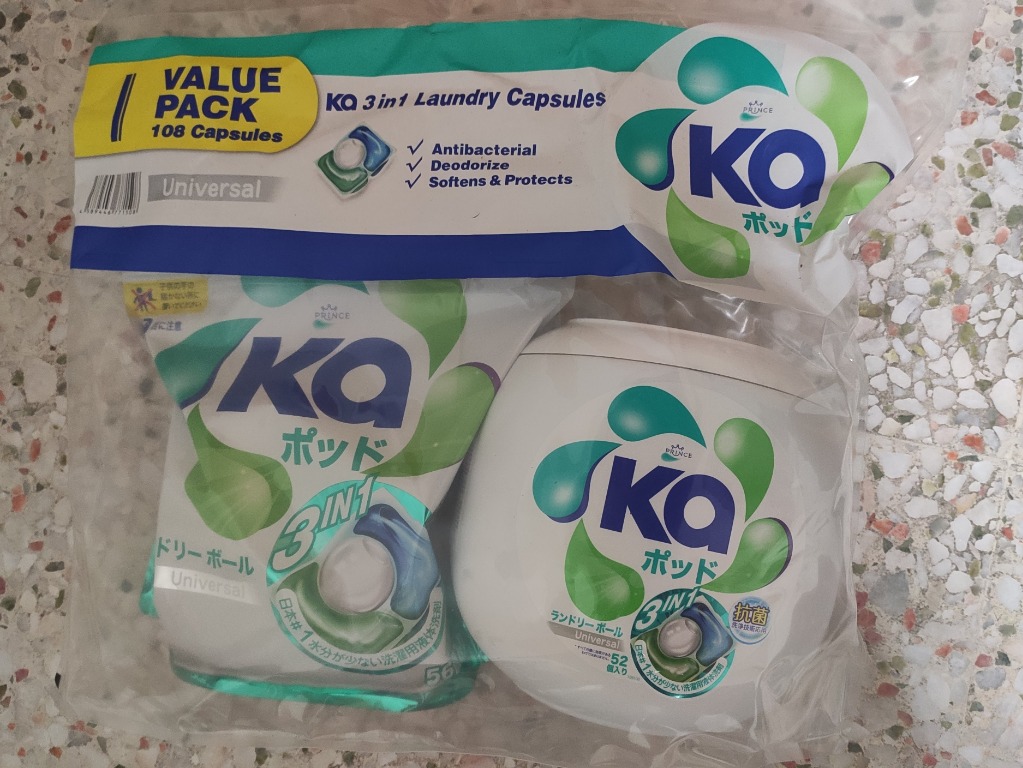 KA 3 in 1 Laundry Capsules (Value Pack) 108 capsules, Furniture & Home
