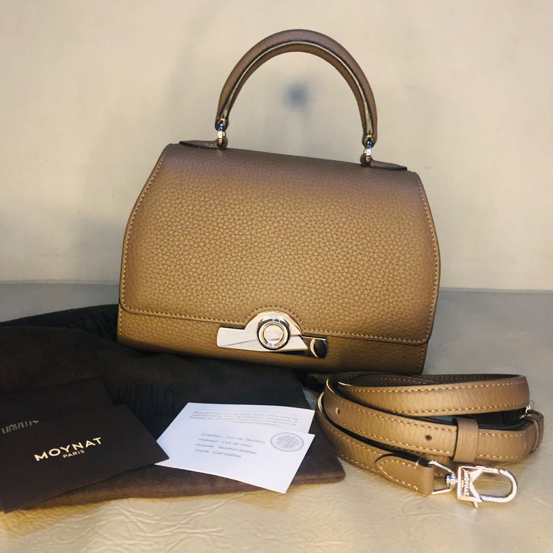 LIKE NEW!> MOYNAT Rejane Mini in Taupe Taurillon Leather (complete