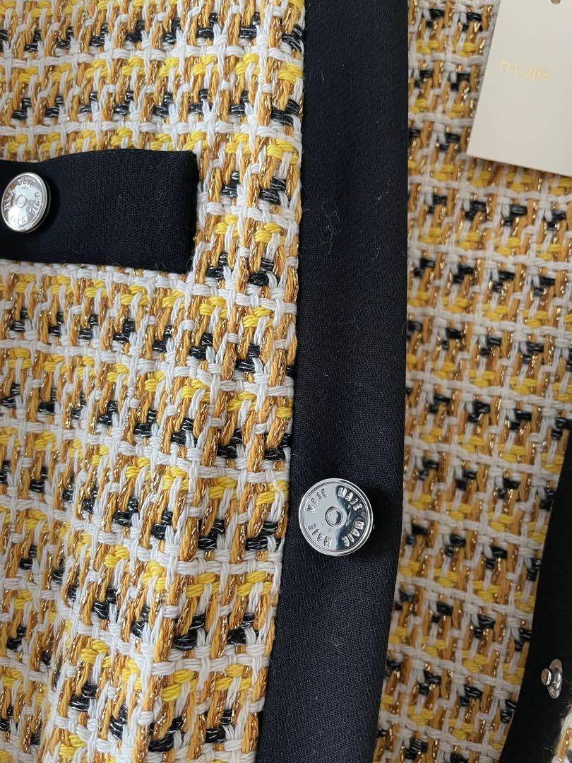 maje yellow tweed jacket