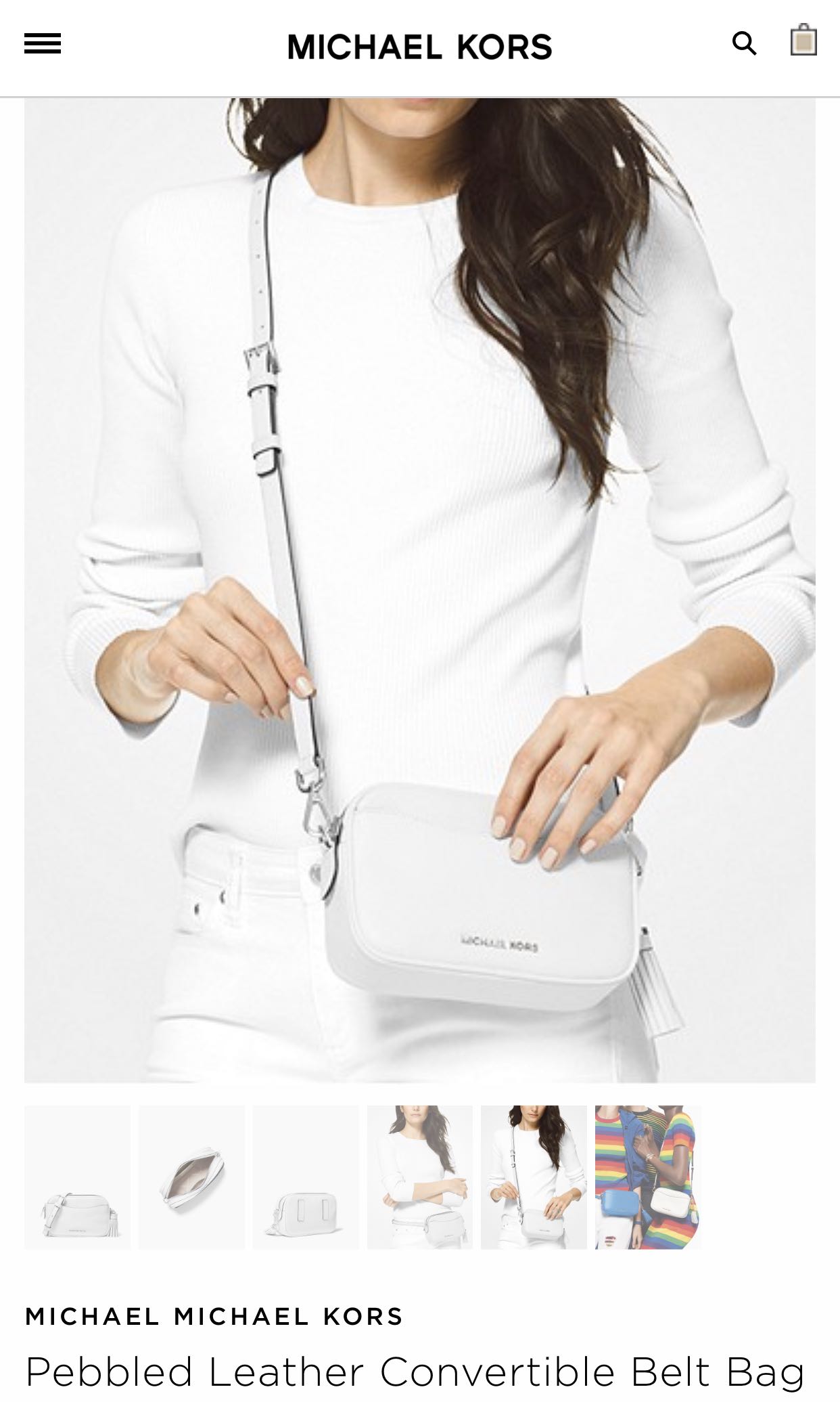 Michael Kors Pebbled Leather Convertible Belt Bag in Optic White