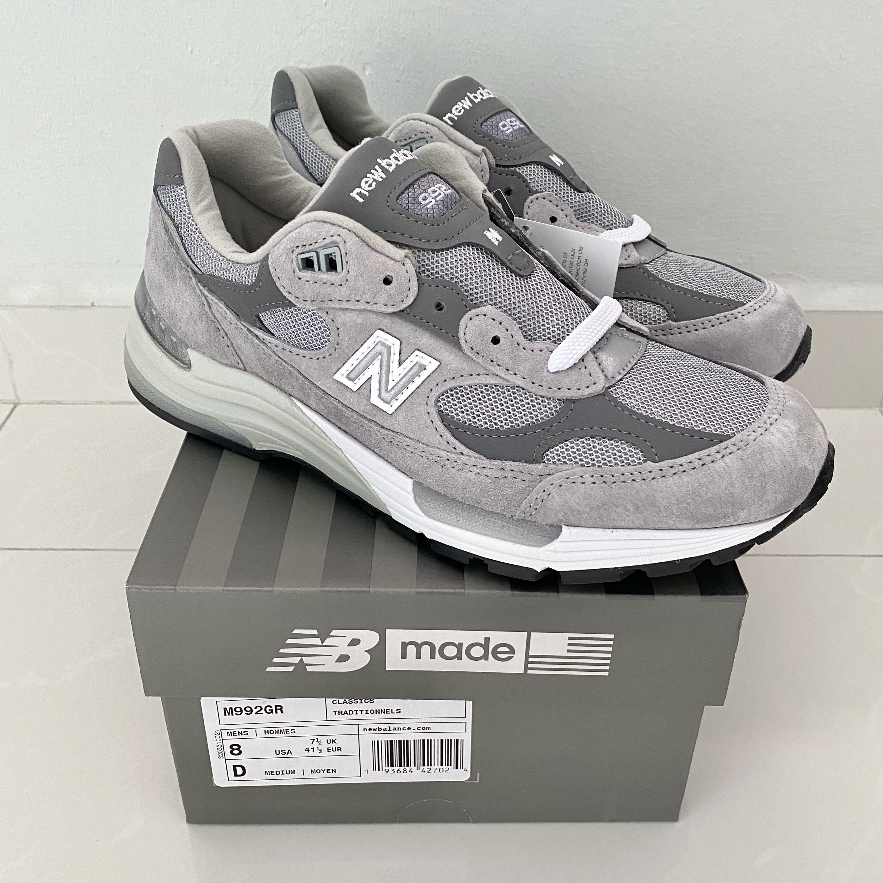 New Balance 992 Made in USA 'Grey', Men's Fashion, Footwear