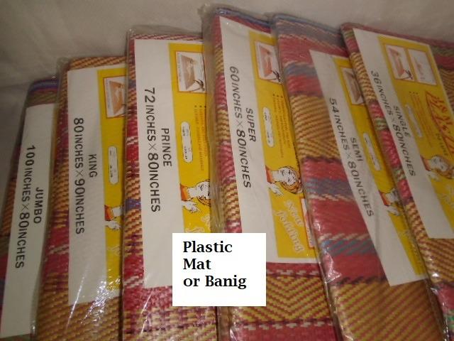 Plastic Mat or Banig (Sizes: Single - Jumbo) (Category: Cleaning Tools & Supplies) located in Manila. Submitted by golden888onlineshop (Listing ID 1049143336, Image 1). Description: Plastic Mat or Banig (Sizes: Single - Jumbo) So called "Banig"… *Comfortably Cool and Soft *Colorful and Stain Proof *Durable, Flexible and Washable Sizes: Single 36"x80" Semi Double 54"x80" Super 60x80" Prince 72"x80" King 80"x90" Jumbo: 80" x 100" May send us PM for