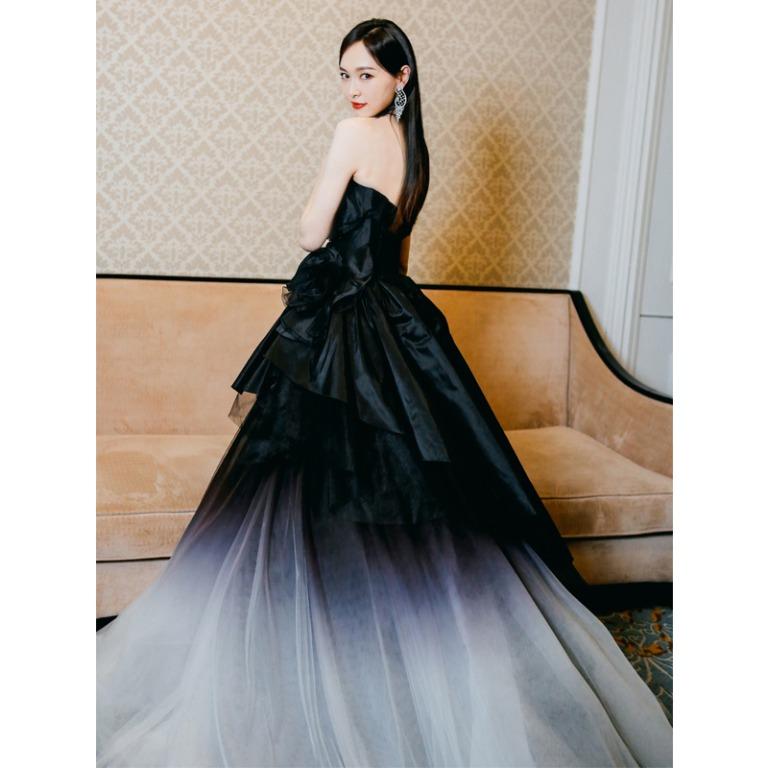 White to black ombre wedding dress sales