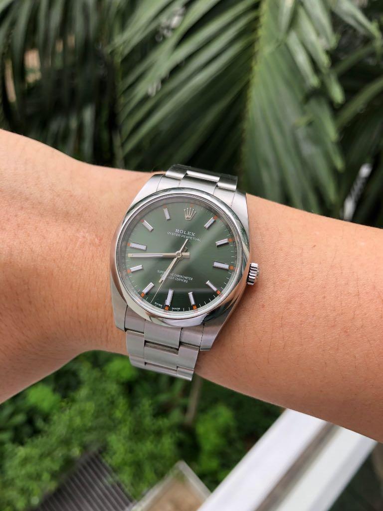 Rolex OP34 in Olive Green 114200 - Discontinued in 2020, Condition, Box & Luxury, Watches on Carousell
