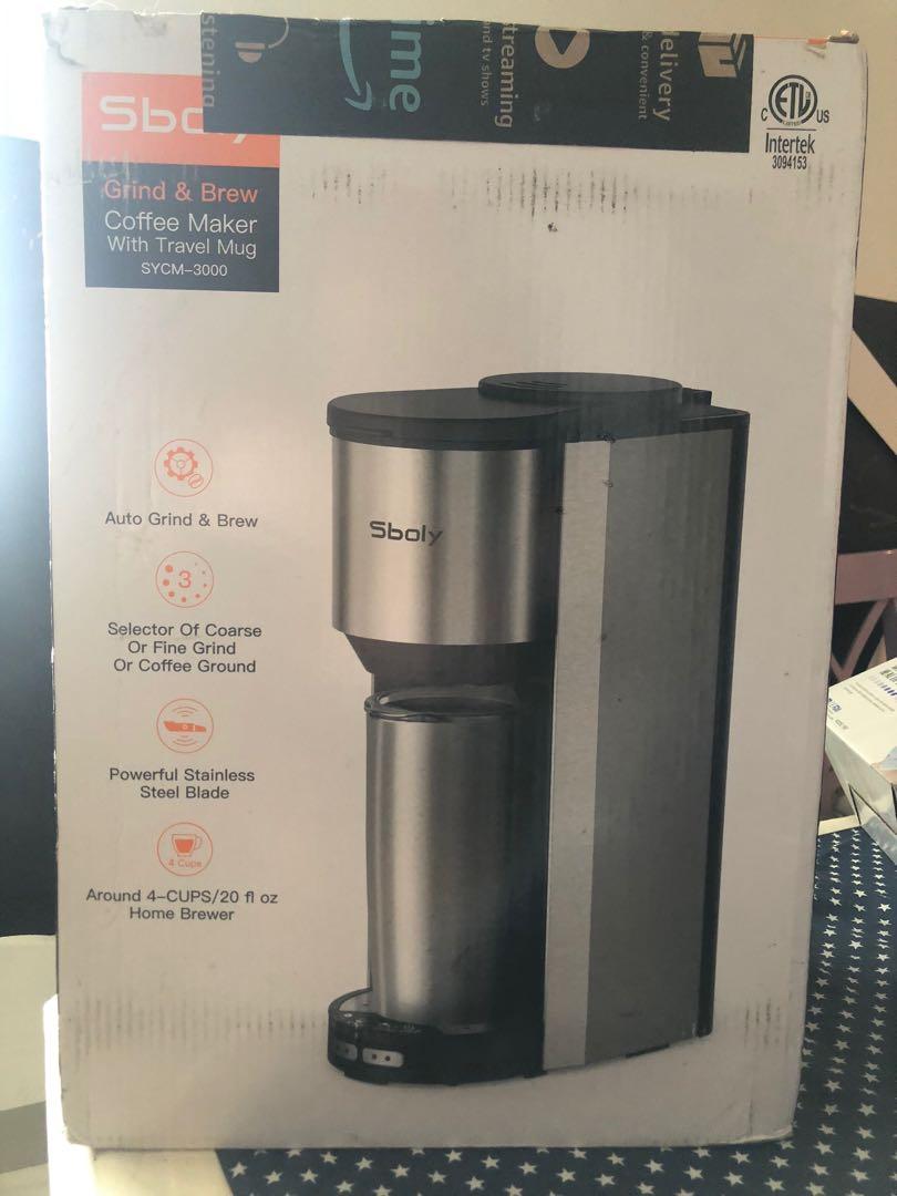 Sboly 3000 grind & brew automatic single serve coffee maker + mug